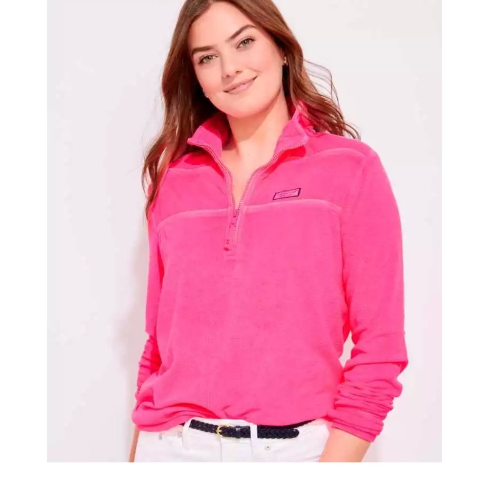 Vineyard Vines garment-dyed terry towel hot pink Shep Shirt sweater Sz S